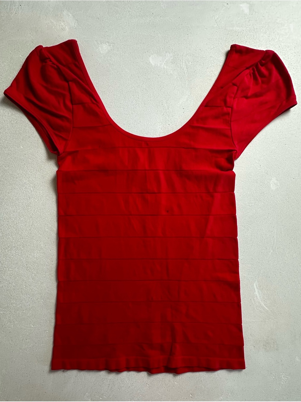 Authentic bebe Red Scoop-Neck Short Sleeve Top